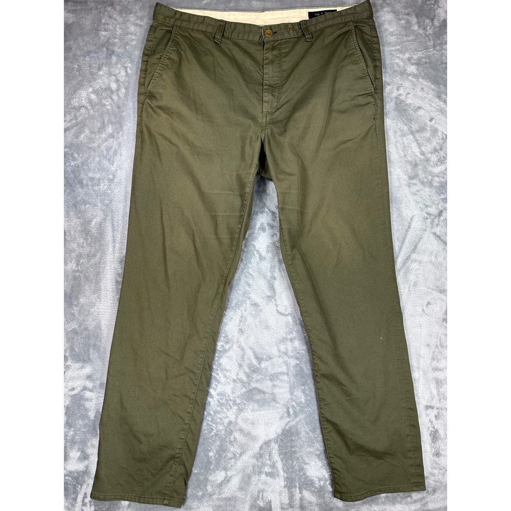 Rag & Bone Mens Olive Green Chino Pants Size 38 Cotton Blend Flat Front Straight
